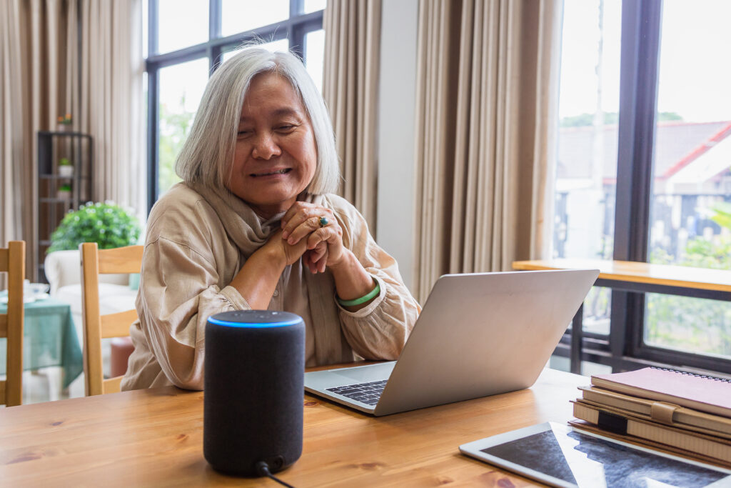 Older adult working on computer