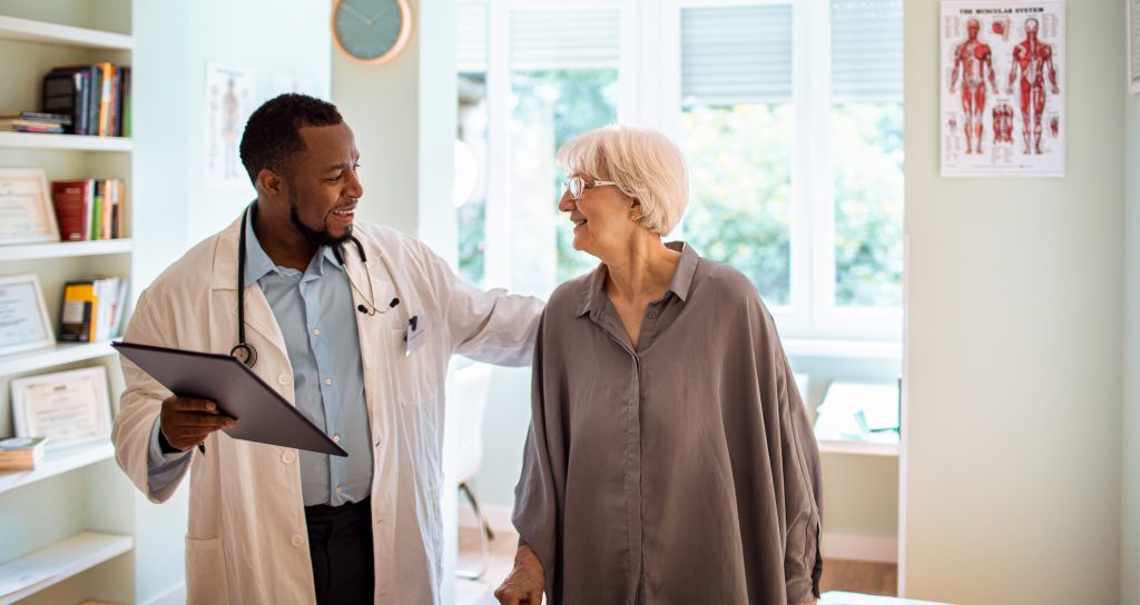 older woman and male doctor
